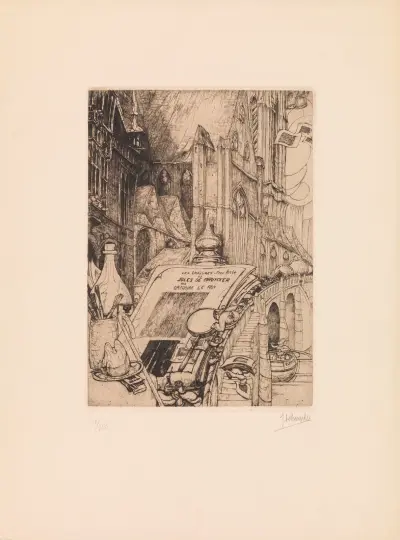 Frontispiece for the oeuvre catalogue of Jules De Bruycker’s graphic work by Grégoire Le Roy av Jules De Bruycker
