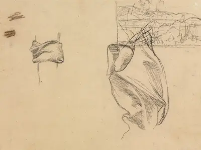 Studie draperie a studie krajiny (verso), Pierre Puvis de Chavannes