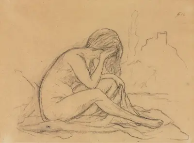 Studie ženského aktu (možná pro nerealizovanou alegorickou malbu) (recto), Pierre Puvis de Chavannes