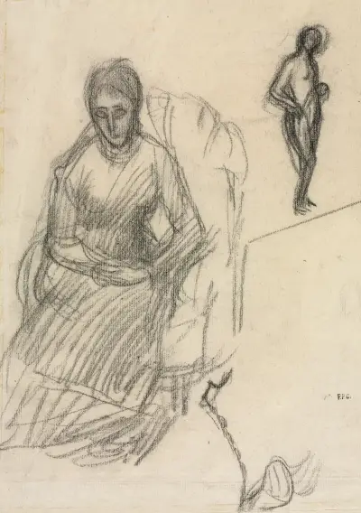 Studie von Madame Marie Cantacuzène; Studie eines stehenden weiblichen Aktes von Pierre Puvis de Chavannes