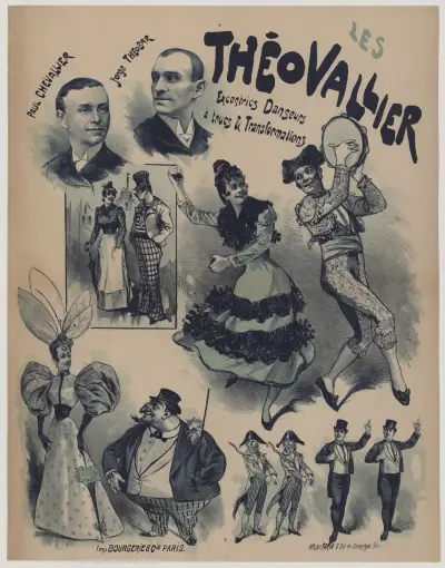 Les Théovallier, Paul Chevallier, Jorge Theobar excentric danseurs à trucs et transformations av Cândido de Faria