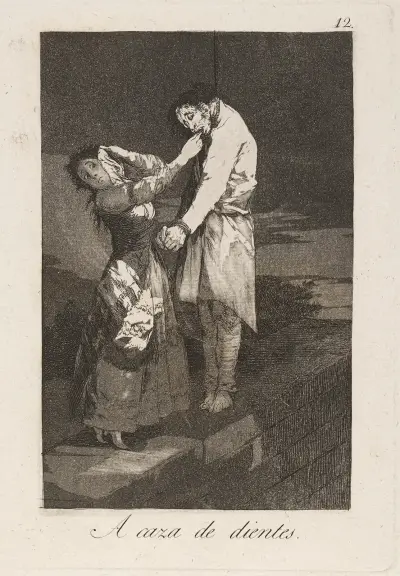 A caza de dientes. (Out hunting for teeth.) av Francisco de Goya