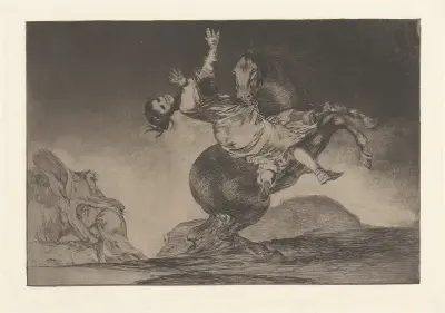 A Woman and a Horse, Let Someone Else Master Them [The Horse-Abductor] (La Mujer y el Potro, Que los Dome Otro [El Caballo Raptor]) av Francisco de Goya