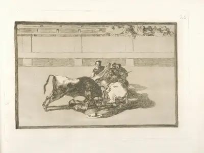 Pád pikadora z koně pod býkem, Francisco de Goya