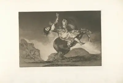 La jeune femme emportée par un cheval qui se cabre av Francisco de Goya