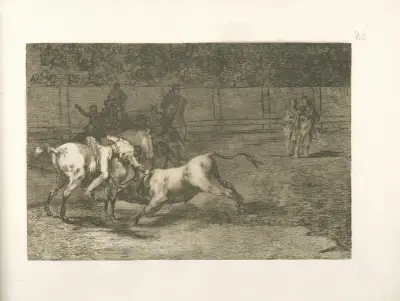 Mariano Ceballos, zvaný el Indio, zabíjí býka ze svého koně, Francisco de Goya