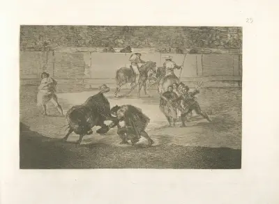 Pepe Illo haciendo el recorte al toro av Francisco de Goya