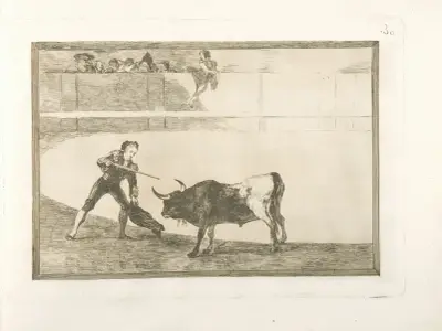 Pepe Romero matando á toro parado av Francisco de Goya