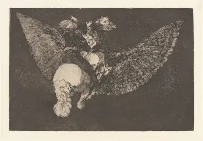 Förneka vännen som täcker dig med sin näbb [Flygande dårskap] av Francisco de Goya