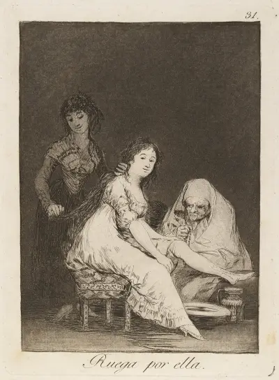 Ruega por ella. (She prays for her.) av Francisco de Goya