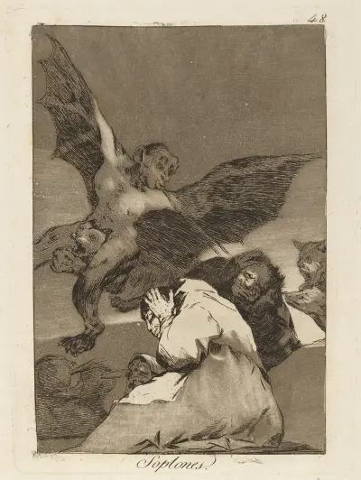 Soplones. (Tale-bearers—Blasts of wind) av Francisco de Goya