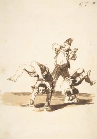 Three acrobats av Francisco de Goya