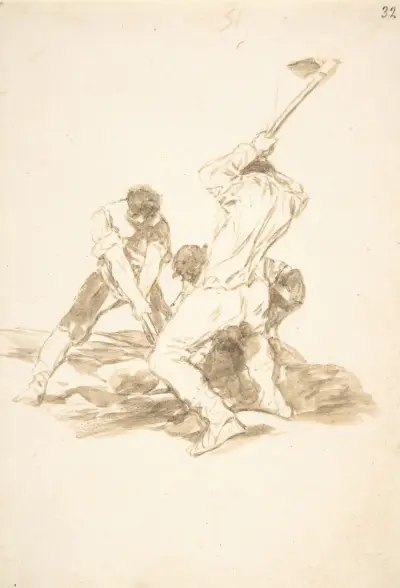 Three men digging av Francisco de Goya