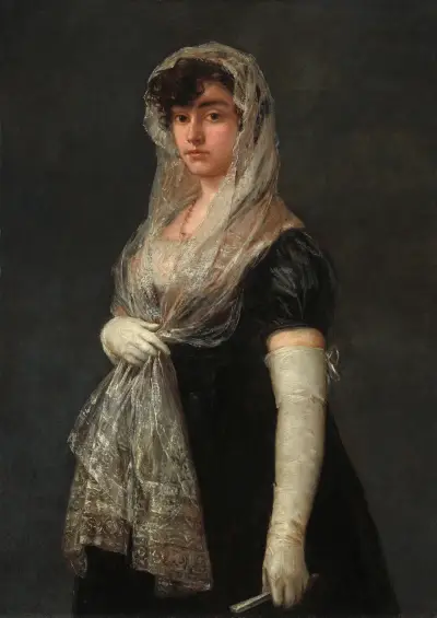 Young Lady Wearing a Mantilla and Basquina av Francisco de Goya