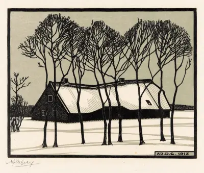 Bauernhof im Schnee von Julie de Graag