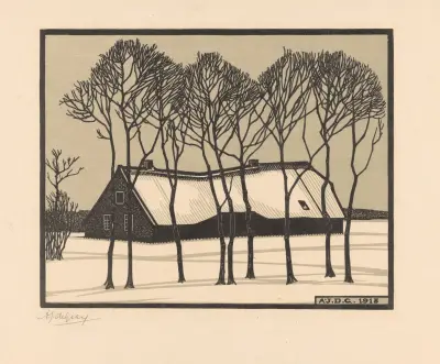 Bauernhof im Schnee von Julie de Graag