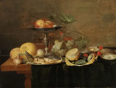 Still Life with Herring and Fruits av Jan Davidsz de Heem