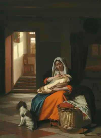 Mother Nursing Her Child av Pieter De Hooch