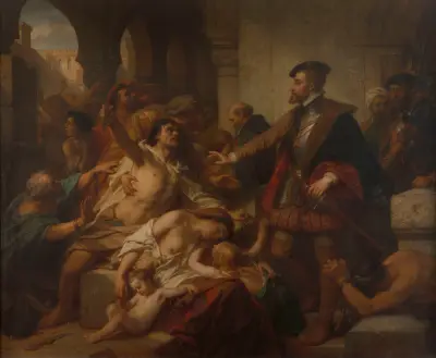 Karel V osvobozuje otroky v Tunisu, 1873, Nicaise De Keyser