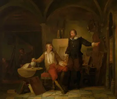 The Studio of the Painter Joos van Craesbeeck av Nicaise De Keyser