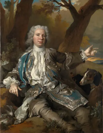 Portrait of a gentleman in hunting costume av Nicolas de Largillière