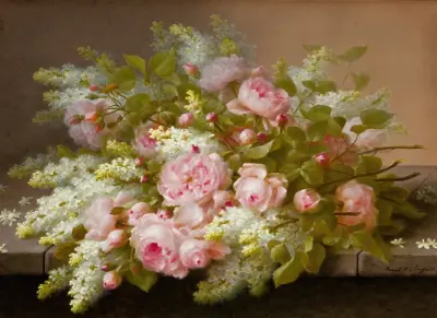 Floral Still Life av Raoul M. De Longpré