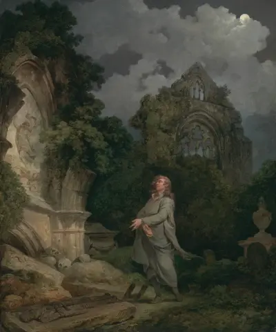 A Philosopher in a Moonlit Churchyard av Philip James de Loutherbourg