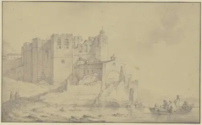 Pohled na starý zámek u Rhôny, Philip James de Loutherbourg