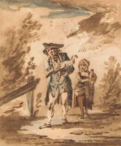 Venkované s drůbeží na cestě z trhu, Philip James de Loutherbourg