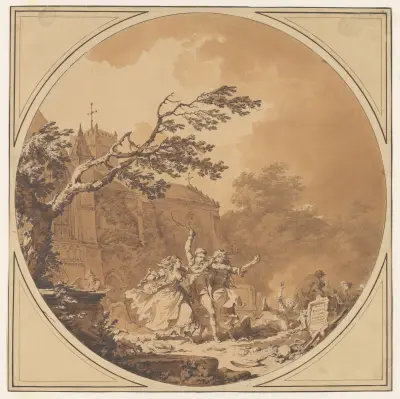 Tom Jones Assisting Molly Seagrim in the Churchyard av Philip James de Loutherbourg