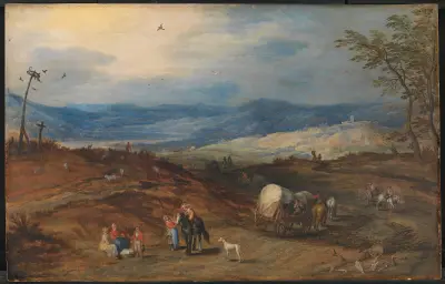 Landscape with a Road Leading Past a Place of Execution av Joos de Momper