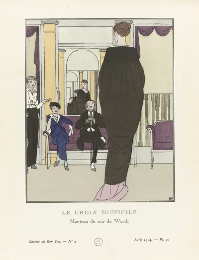 Le choix difficile, Manteau du soir de Worth, 1914 – Nr. 1 von Bernard Boutet de Monvel