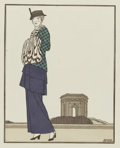 Le Jardin de Peyrou; Costume tailleur de Chéruit von Bernard Boutet de Monvel