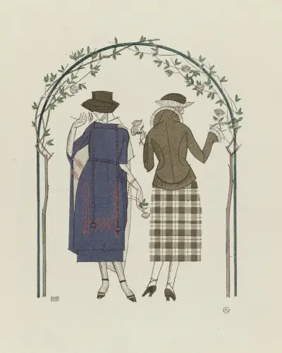 Les premières roses ; Tailleur et robe d’après-midi, de Worth, 1920 – Nr. 2 von Bernard Boutet de Monvel