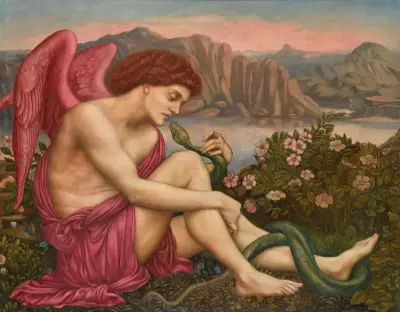 The Angel With The Serpent av Evelyn De Morgan