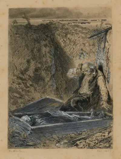 Fauchelevent ouvre le cercueil. Les Cimetières prennent ce qu’on leur donne av Alphonse Marie de Neuville