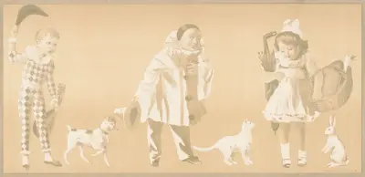 Klauni pozdrawiający dziewczynkę z koszykiem, Pal (Jean de Paleologue)