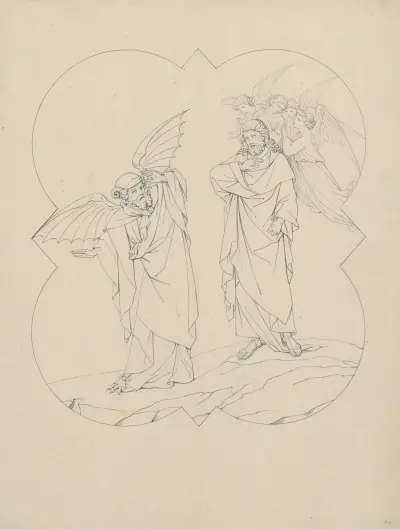 De verzoeking van Christus: bas-reliëf av David Humbert de Superville
