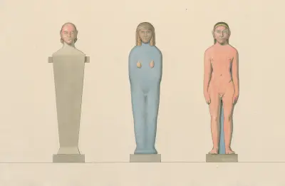 Three statues, showing the evolution of sculpture av David Humbert de Superville
