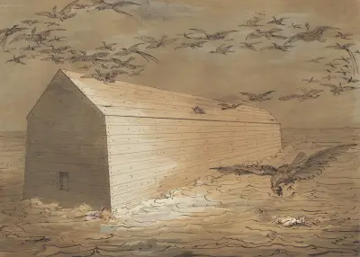 Vogelzwermen rond de Ark van Noach av David Humbert de Superville