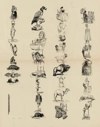 Ensemble de croquis av Charles-Joseph Traviès de Villers