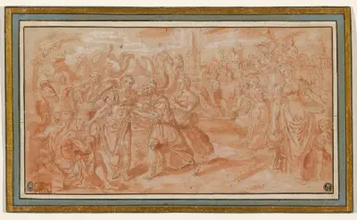 Laban and Rebecca Receiving Eliezer, Maerten De Vos