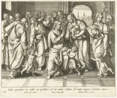Let the Little Children Come to Me (Christ Blesses the Children), Maerten De Vos