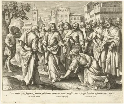 The Healing of the Woman Suffering from Haemorrhages, Maerten De Vos