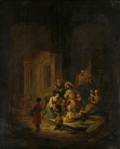 Christ Blessing the little Children av Jacob de Wit