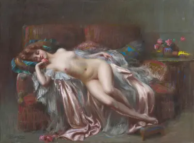 Akt leżący przy róży, Delphin Enjolras