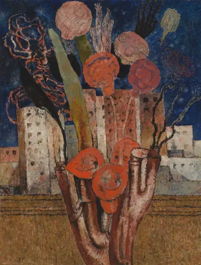 Bloemen over de stad av Frits van den Berghe