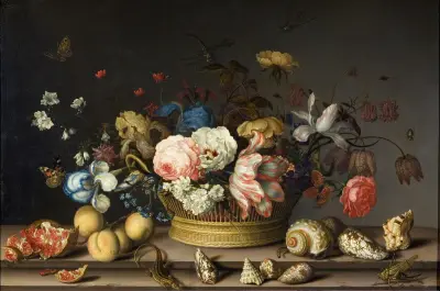 Zátiší s košem květin, Balthasar van der Ast