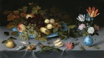 Zátiší s ovocem a květinami, Balthasar van der Ast