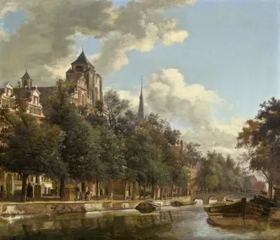 View Down a Dutch Canal av Jan van der Heyden